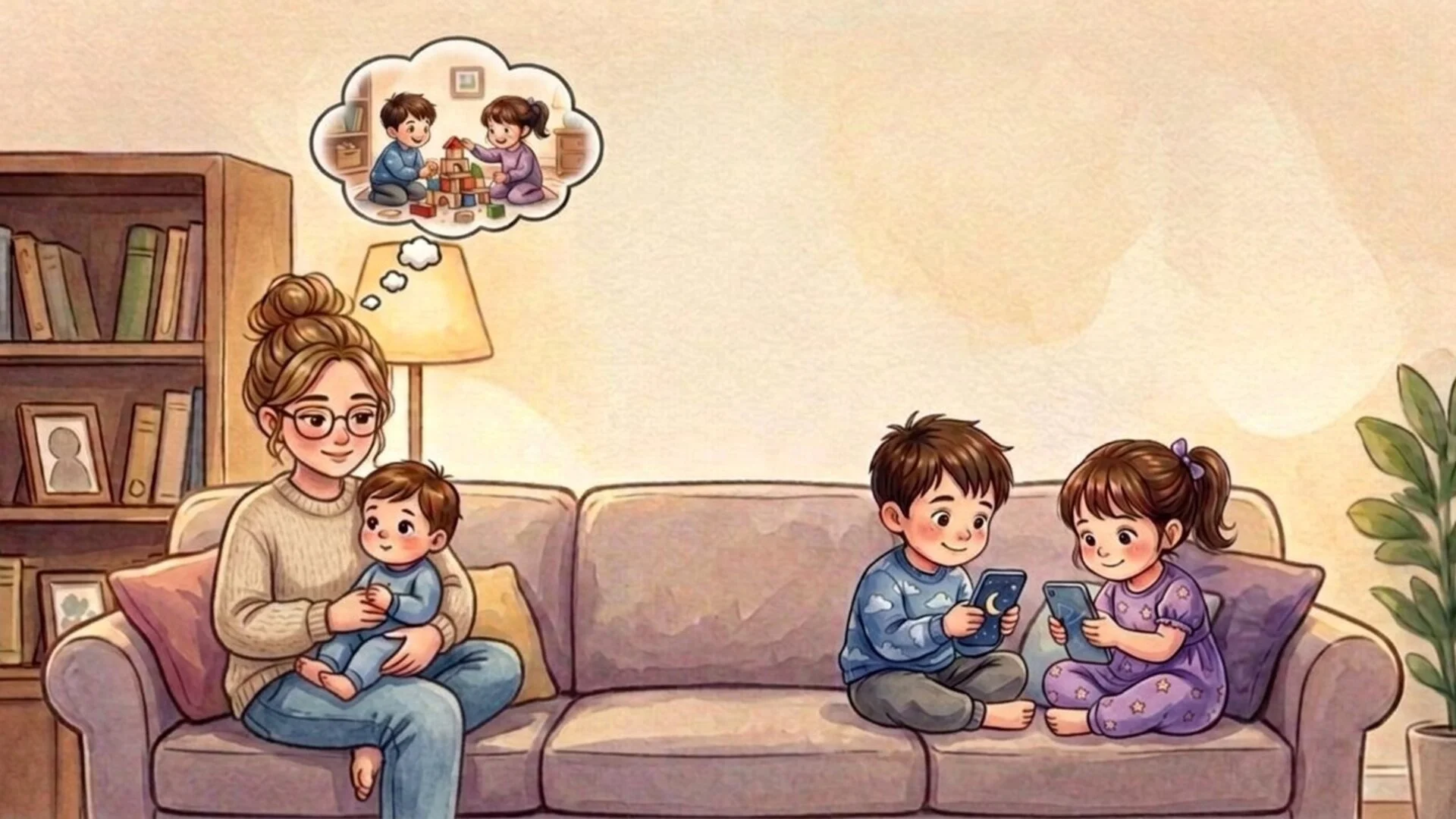 Mother thinking about her childhood